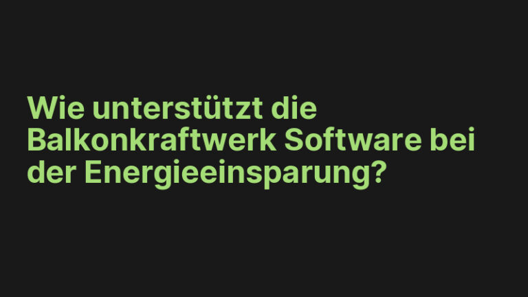 Wie unterstützt die Balkonkraftwerk Software bei der Energieeinsparung?